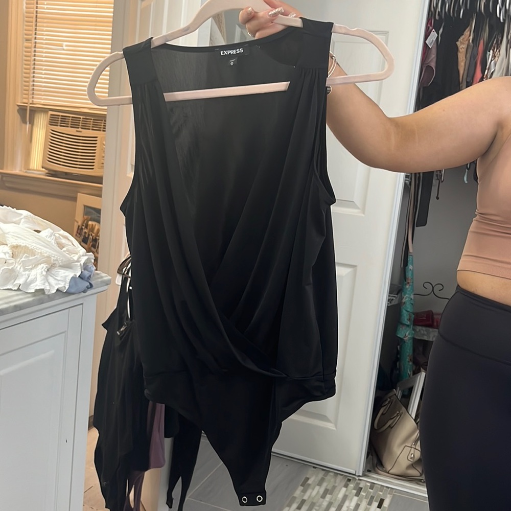 Womens Black Blouse Bodysuit